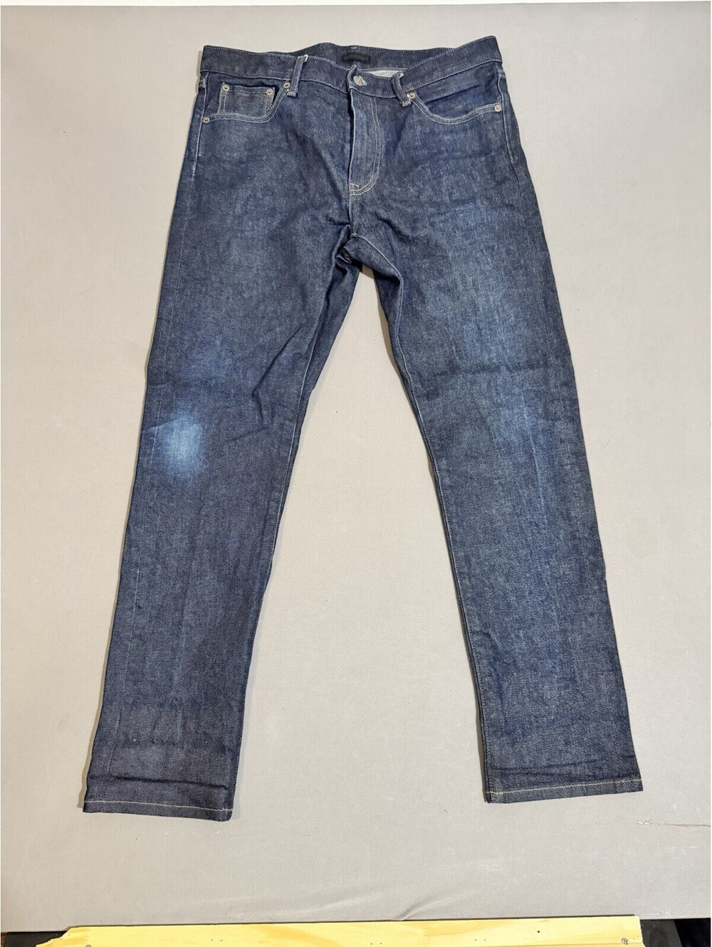 Uniqlo Slim Straight Japanese Selvedge Denim Jeans Dark Wash Size 34x32